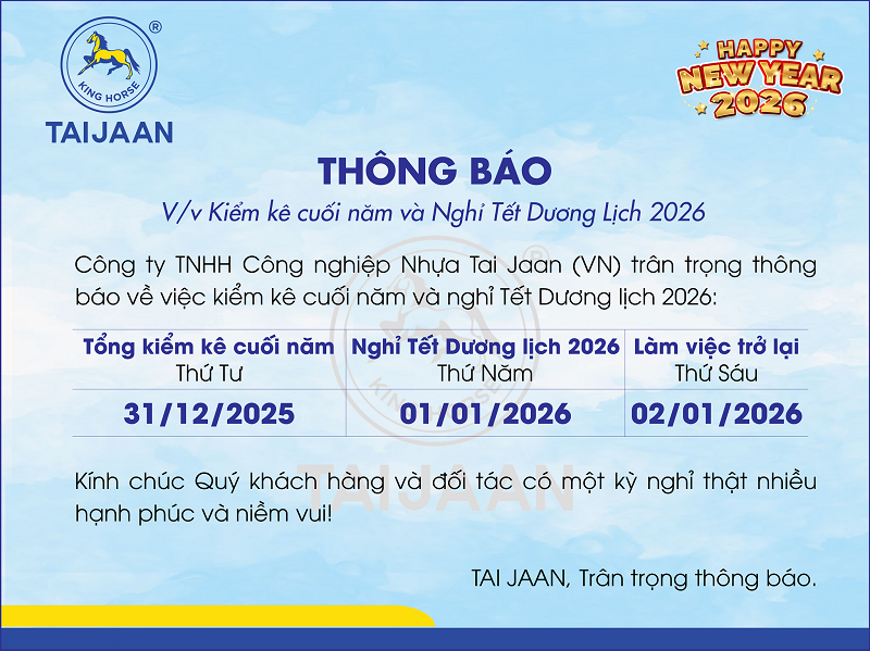 NOTICE ON YEAR-END INVENTORY AND NEW YEAR HOLIDAY 2026