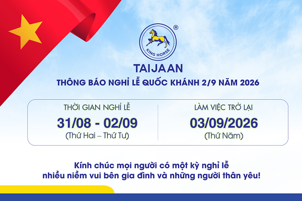THÔNG BÁO V/V NGHỈ LỄ QUỐC KHÁNH 2/9 NĂM 2026